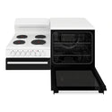 Westinghouse White Elevated Electric Oven WDE132WCR, Front View with Door Open