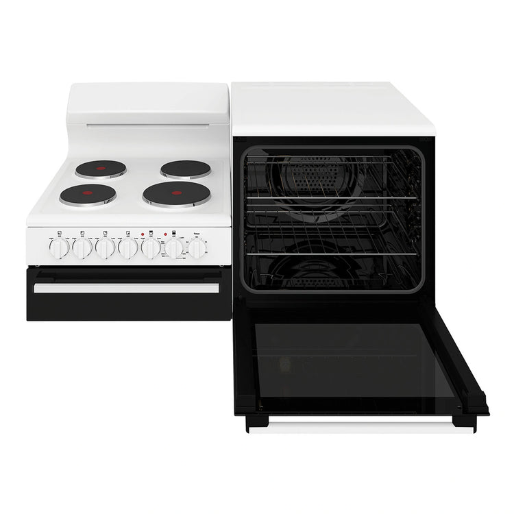 Westinghouse White Elevated Electric Oven WDE132WCR, Front View with Door Open