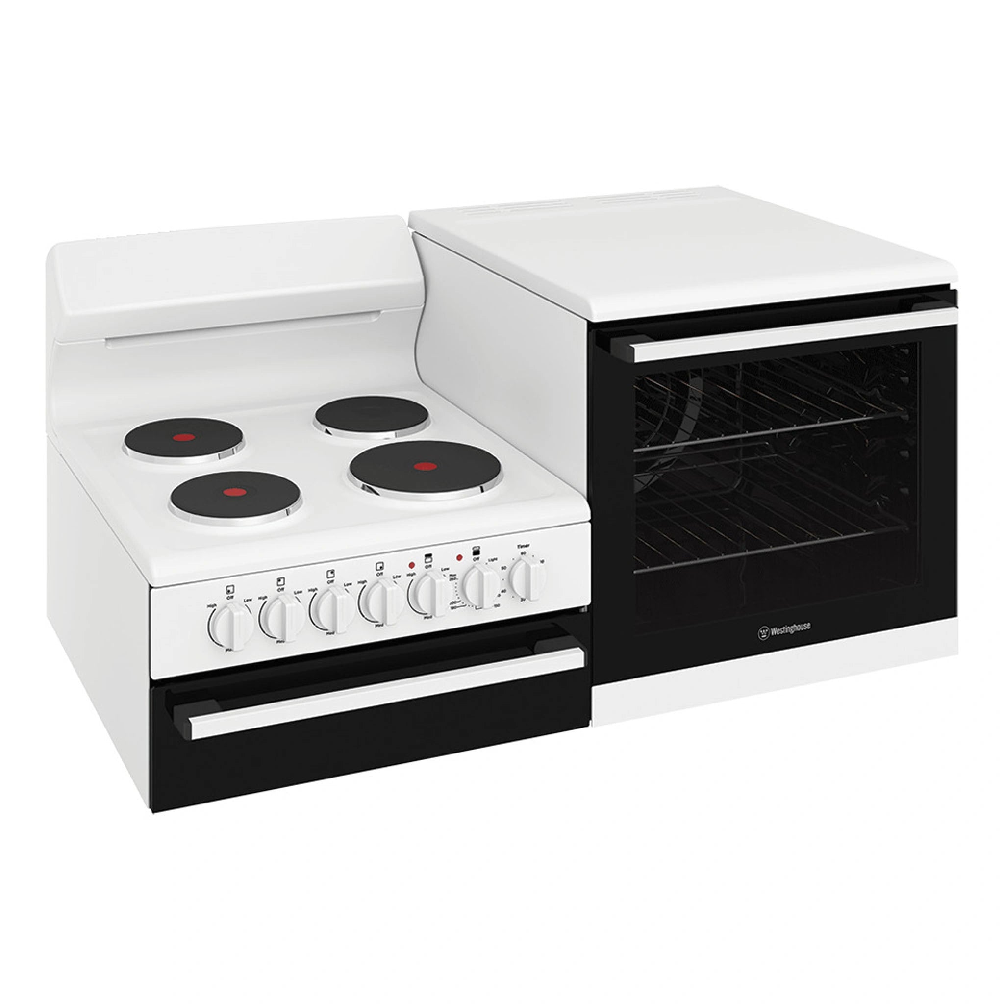 Westinghouse White Elevated Electric Oven WDE132WCR, Right View