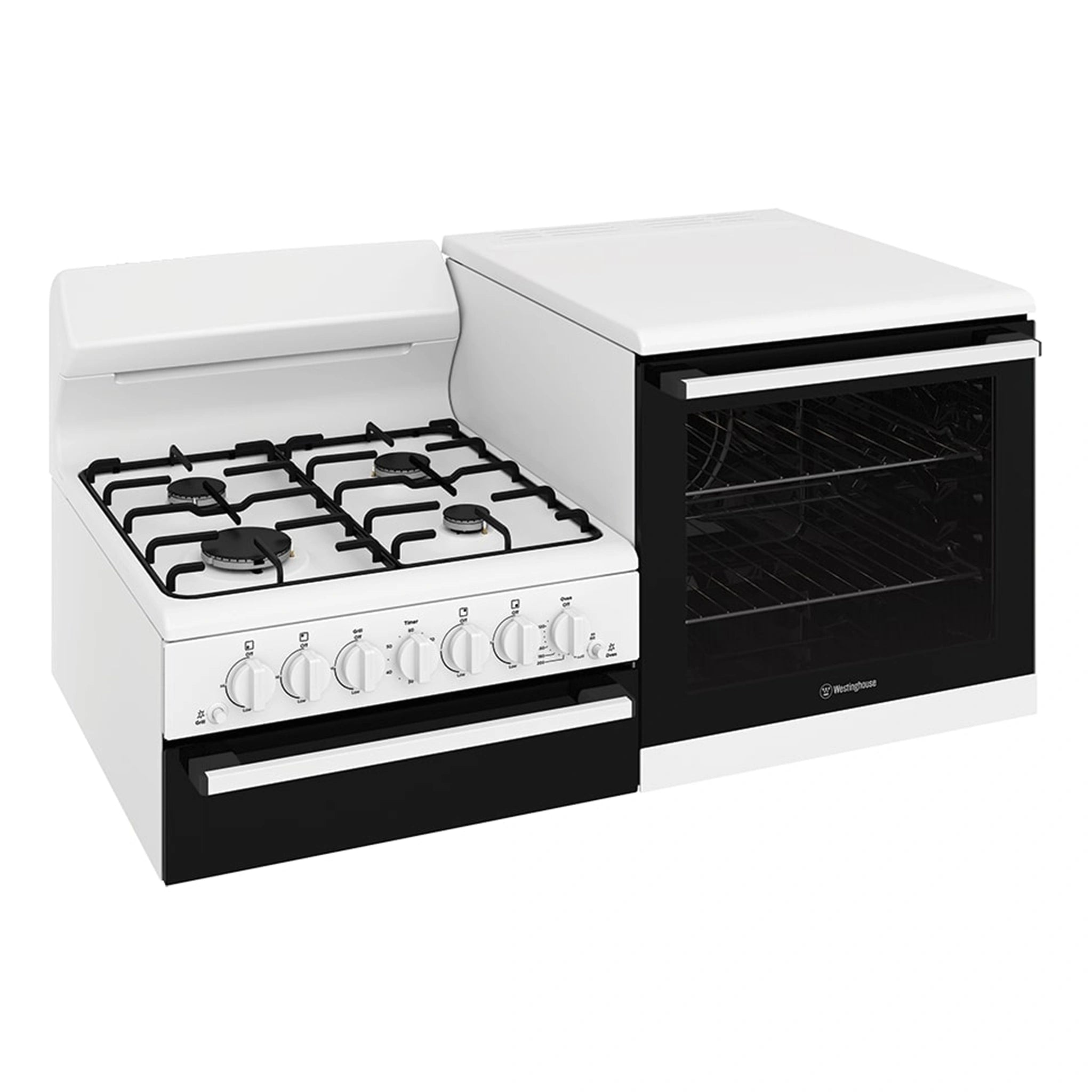 Westinghouse 4-Zone Elevated Natural Gas Conventional Oven WDG110WCNGR, Right Side View