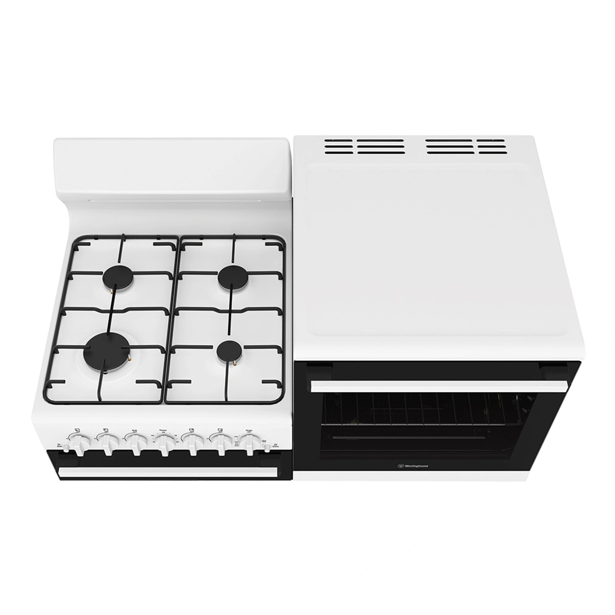 Westinghouse 4-Zone Elevated Natural Gas Conventional Oven WDG110WCNGR, Top View