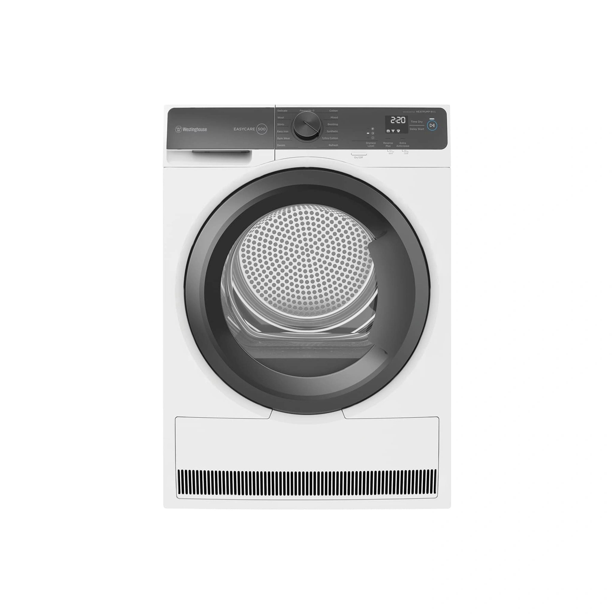Westinghouse 8kg EasyCare 500 Series Heat Pump Dryer WDH804N7WA, Front View