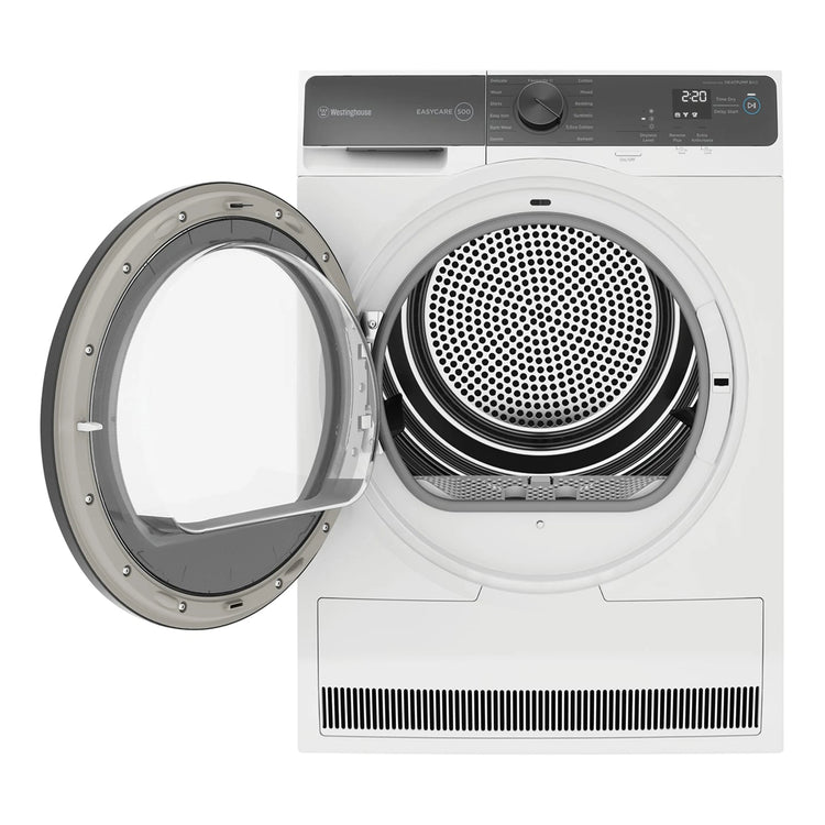 Westinghouse 8kg EasyCare 500 Series Heat Pump Dryer WDH804N7WA, Front View With Door Open
