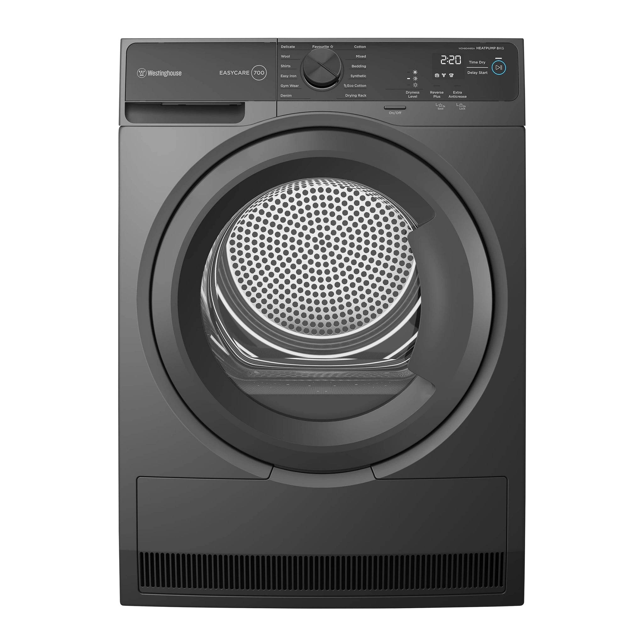 Westinghouse 8kg EasyCare 700 Series Heat Pump Dryer WDH804N8SA, Front View