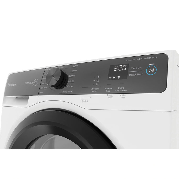 Westinghouse 8kg EasyCare 700 Series Heat Pump Dryer WDH804N8WA, Control Panel View