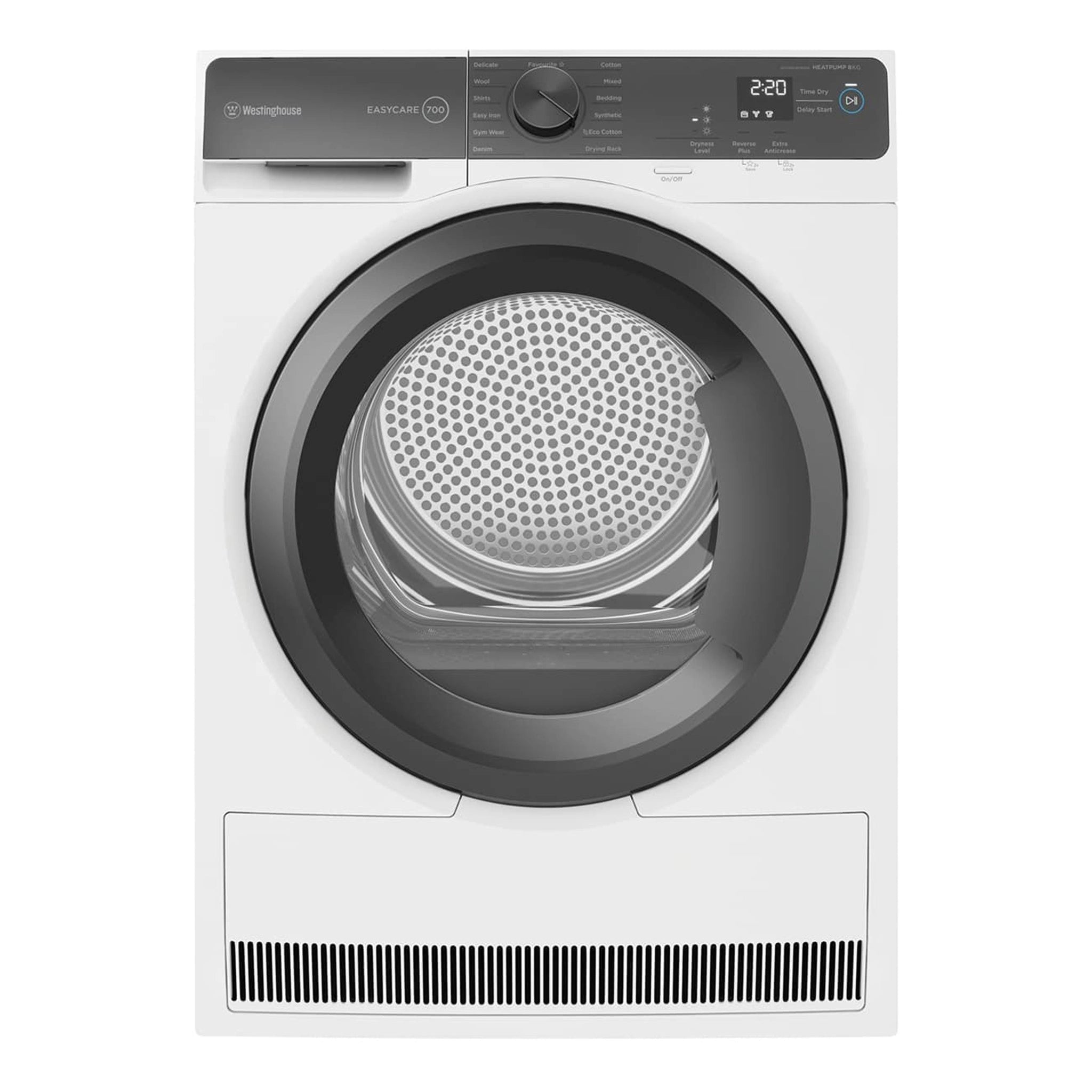 Westinghouse 8kg EasyCare 700 Series Heat Pump Dryer WDH804N8WA, Front View
