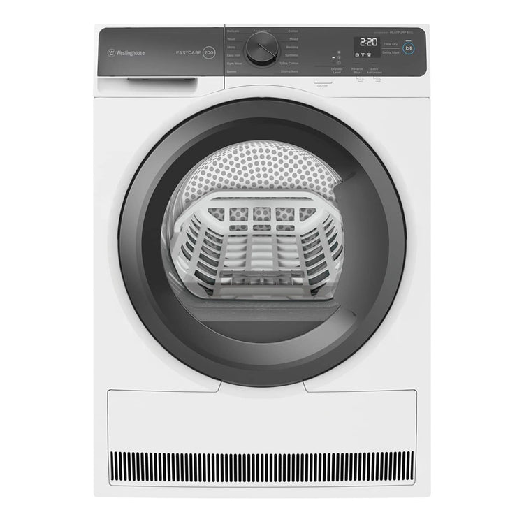 Westinghouse 8kg EasyCare 700 Series Heat Pump Dryer WDH804N8WA, Front View 2