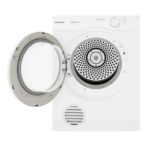 Westinghouse 4.5kg vented tumble dryer WDV457H3WB, Front View With Door Open