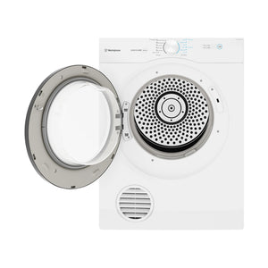 Westinghouse 5.5kg vented clothes dryer. WDV556N3WB, Front View With Door Open