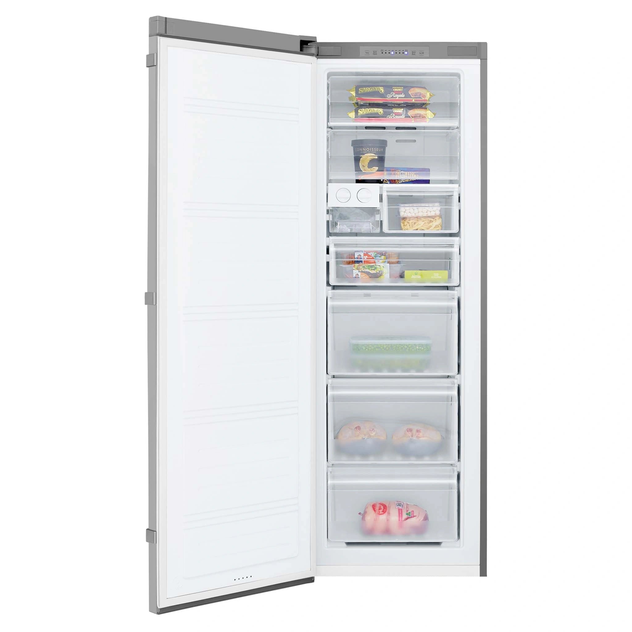Westinghouse 254L Stainless-Steel Upright Frost-Free Freezer WFB2804SA, Door Open View