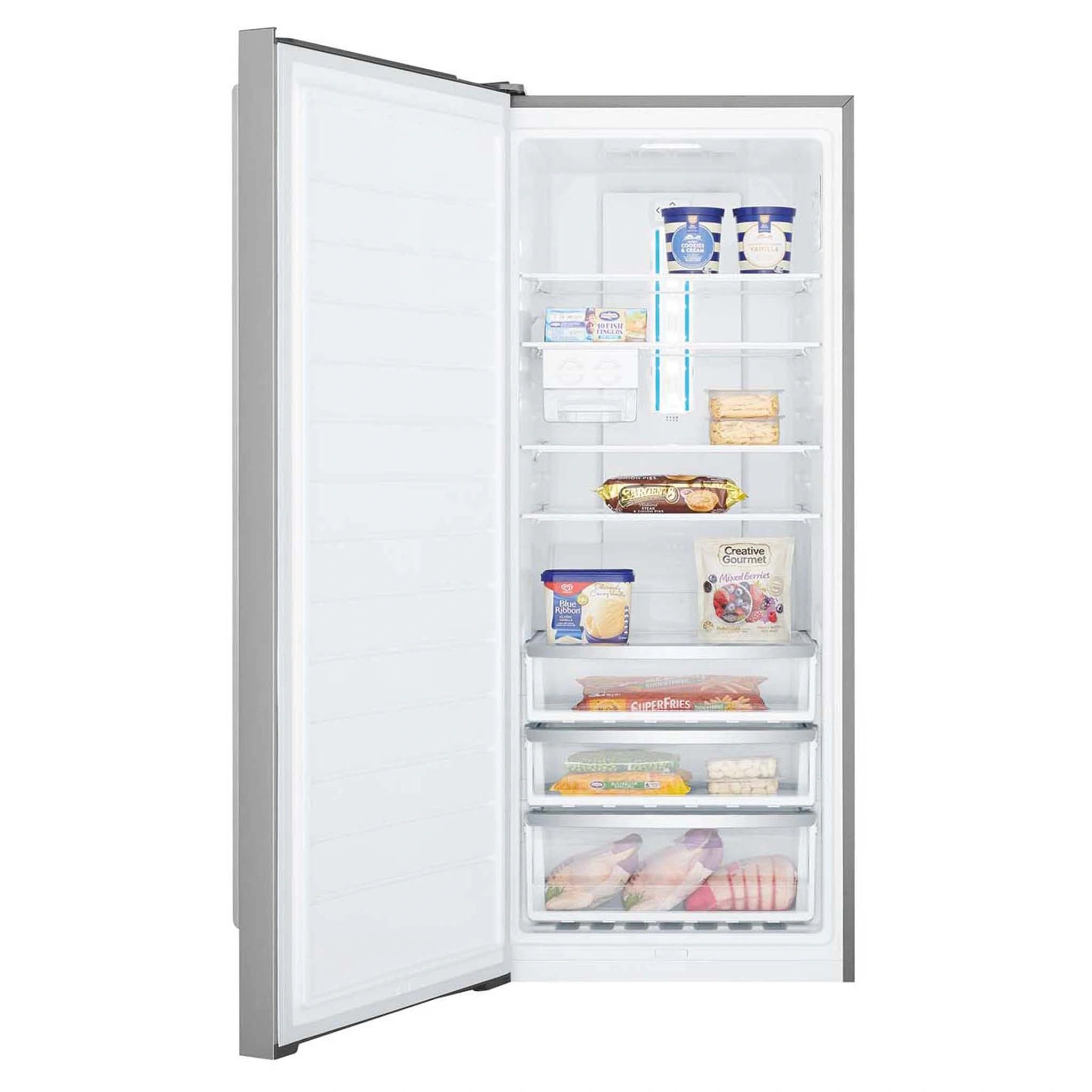 Westinghouse 388L Charcoal Grey Column Freezer WFB4204SCL, Open Door with Food View