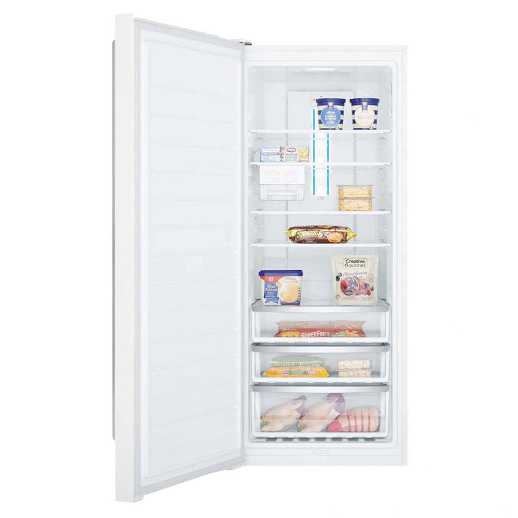 Westinghouse 388L White Left-Hinge Column Freezer WFB4204WCL, Open Door with Food View