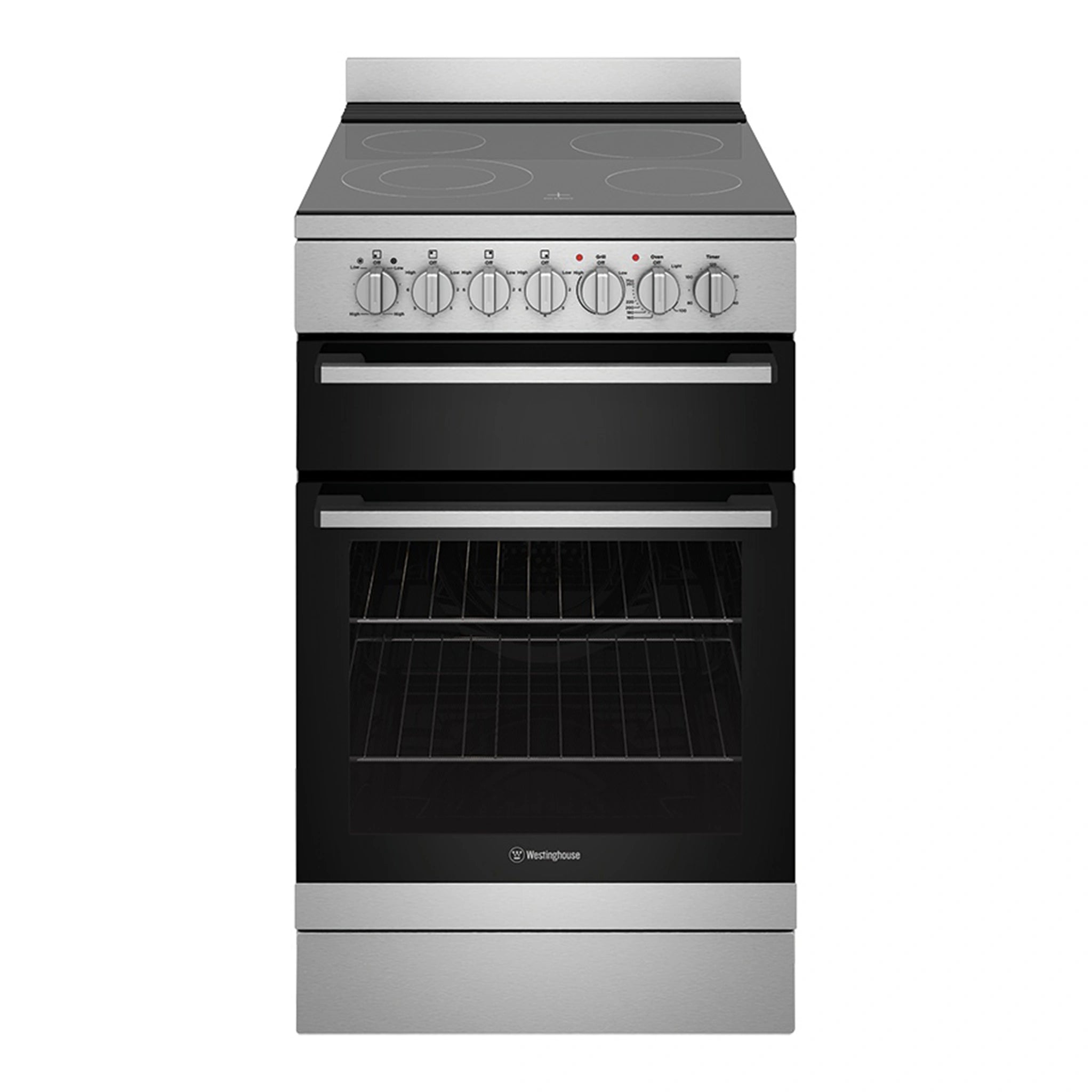 Westinghouse 54cm Freestanding Electric Oven with Ceramic Cooktop WFE542SC, Front View