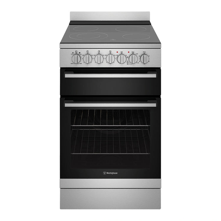 Westinghouse 54cm Freestanding Electric Oven with Ceramic Cooktop WFE542SC, Front View