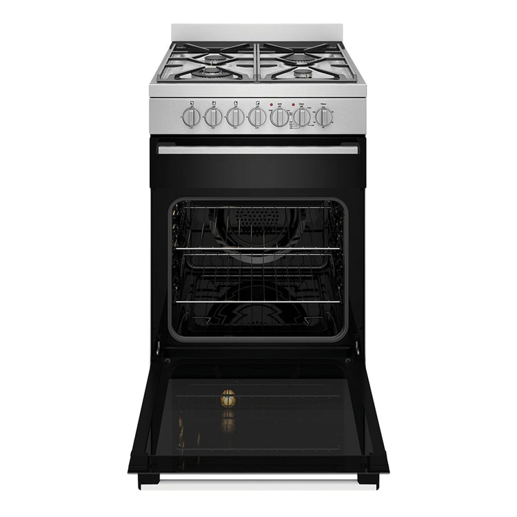 Westinghouse 60cm Freestanding Electric Oven with Gas Cooktop WFE612SC, Front View With Door Open