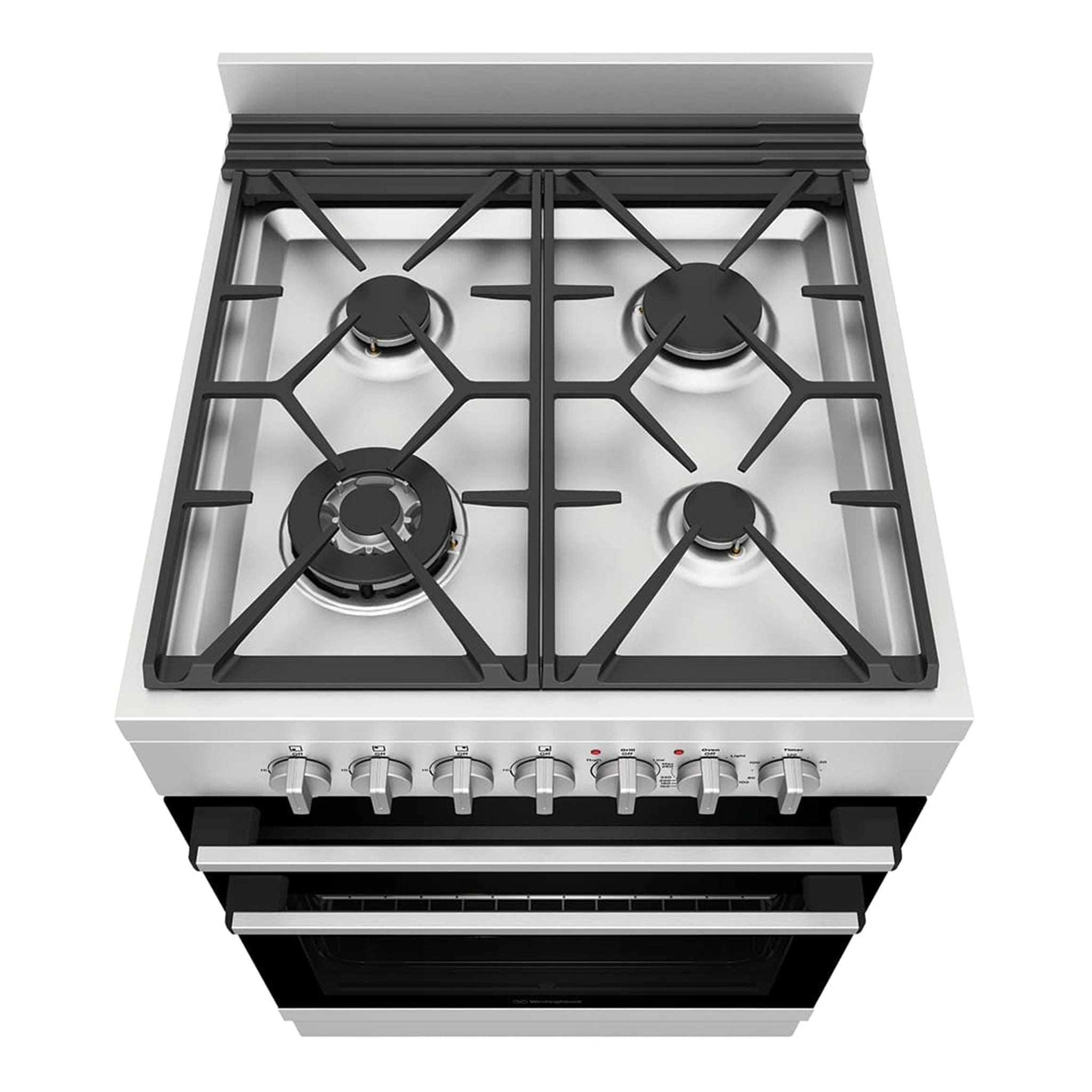 Westinghouse 60cm Freestanding Electric Oven with Gas Cooktop WFE612SC, Top View