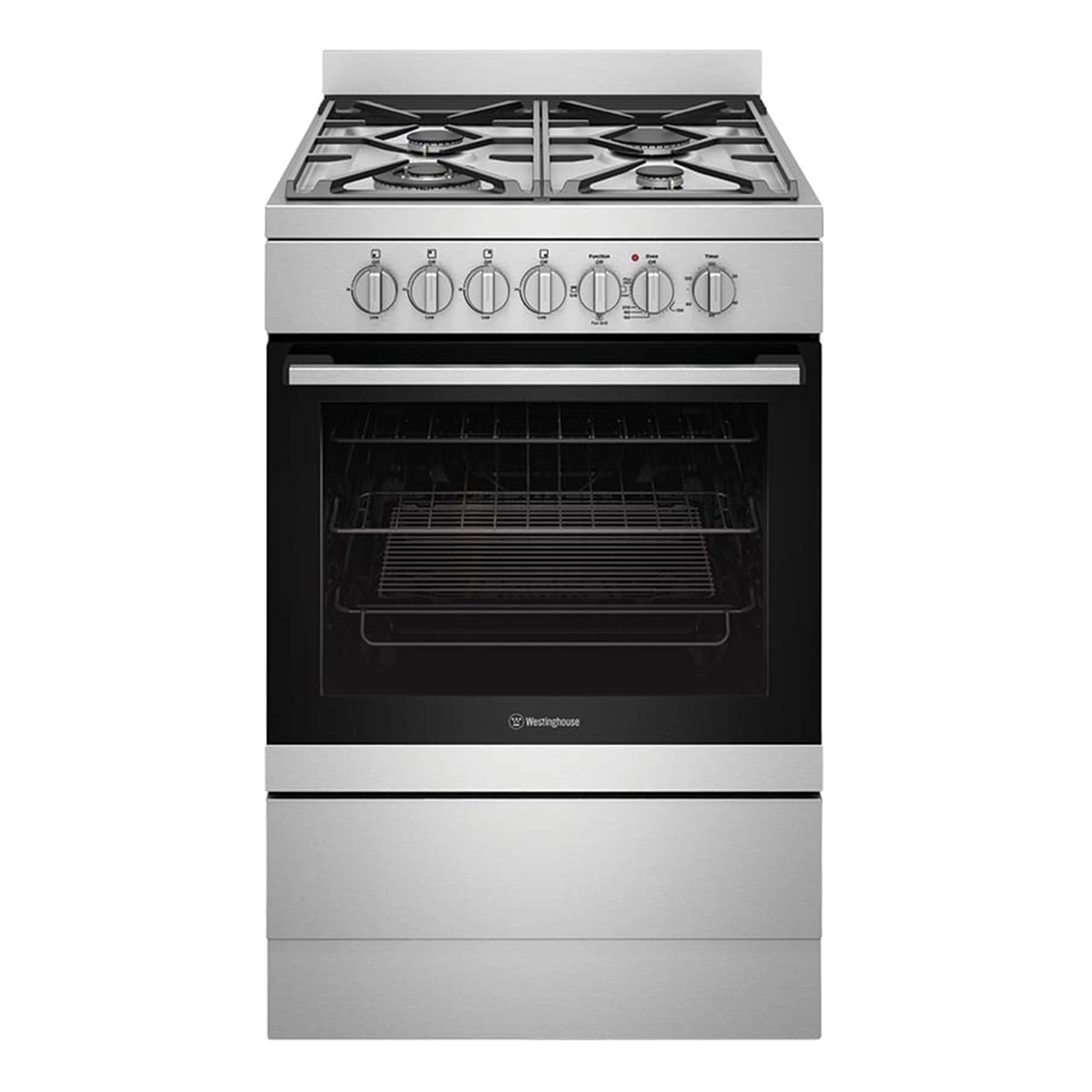 Westinghouse 60cm Freestanding Dual Fuel Oven WFE614SC, Front View