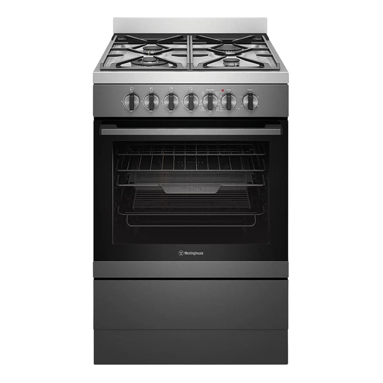 Westinghouse 60cm Freestanding Dual Fuel Oven with AirFry WFE616DSC,  Front View