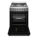 Westinghouse 60cm Freestanding Dual Fuel Oven with AirFry WFE616DSC, Front View With Door Open