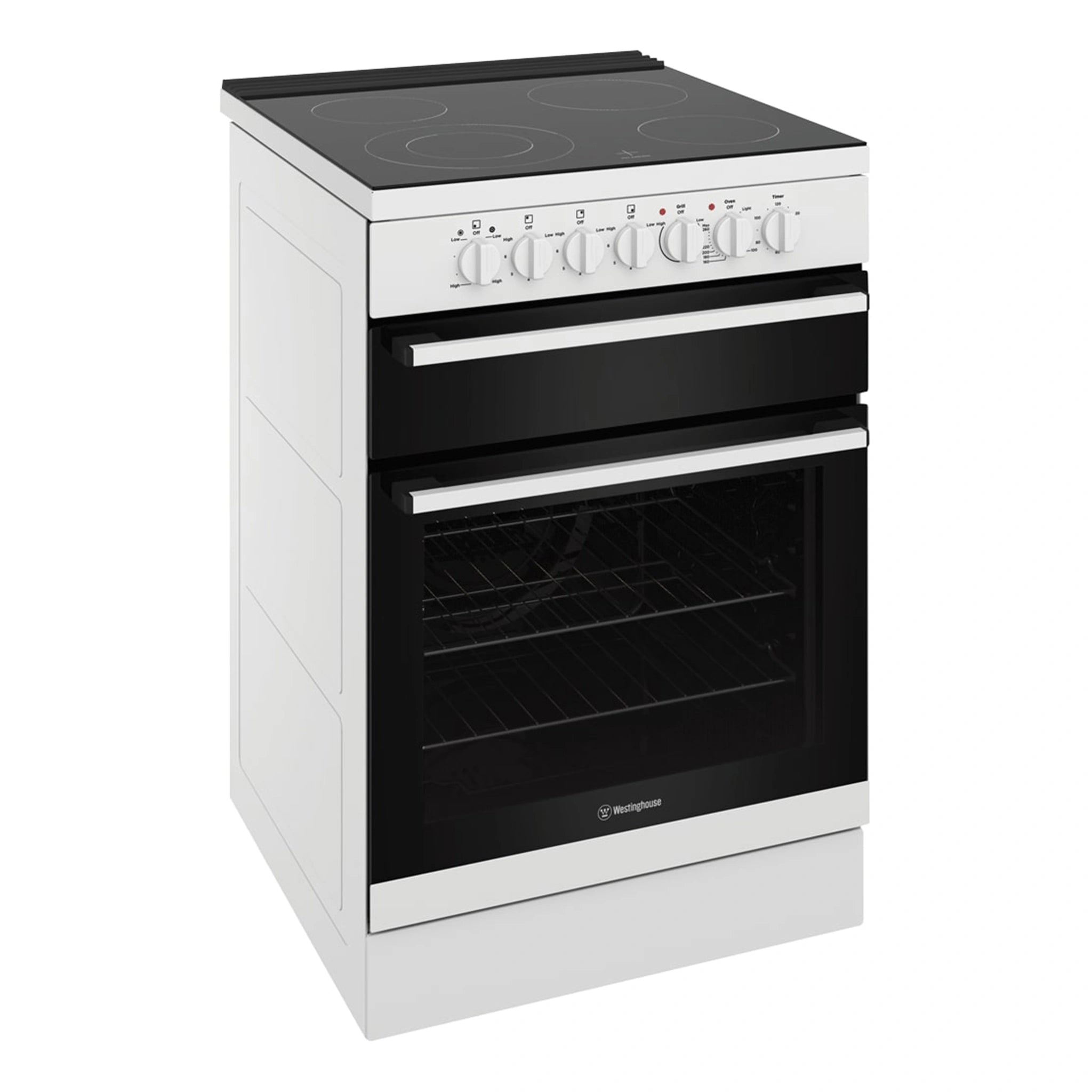 Westinghouse 4 Zones Freestanding Electric Oven – White WFE642WCB, Left Side View