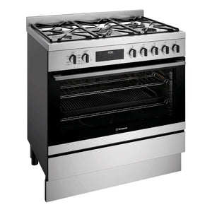 Westinghouse 90cm Dual Fuel Freestanding Cooker Stainless Steel WFE9515SD, Left Side View