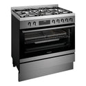 Westinghouse 90cm Dual Fuel Freestanding Cooker with Air Fry Dark Stainless Steel WFE9516DD, Front Left Side View