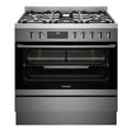 Westinghouse 90cm Dual Fuel Freestanding Cooker with Air Fry Dark Stainless Steel WFE9516DD, Front View