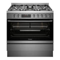 Westinghouse 90cm Dual Fuel Pyrolytic Freestanding Cooker with SteamBake Dark Stainless Steel WFEP9717DD, Front View