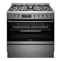 Westinghouse 90cm Dual Fuel Pyrolytic Freestanding Cooker with SteamBake Dark Stainless Steel WFEP9717DD, Front View