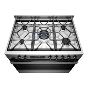 Westinghouse 90cm Dual Fuel Pyrolytic Freestanding Cooker with SteamBake Dark Stainless Steel WFEP9717DD, Top View