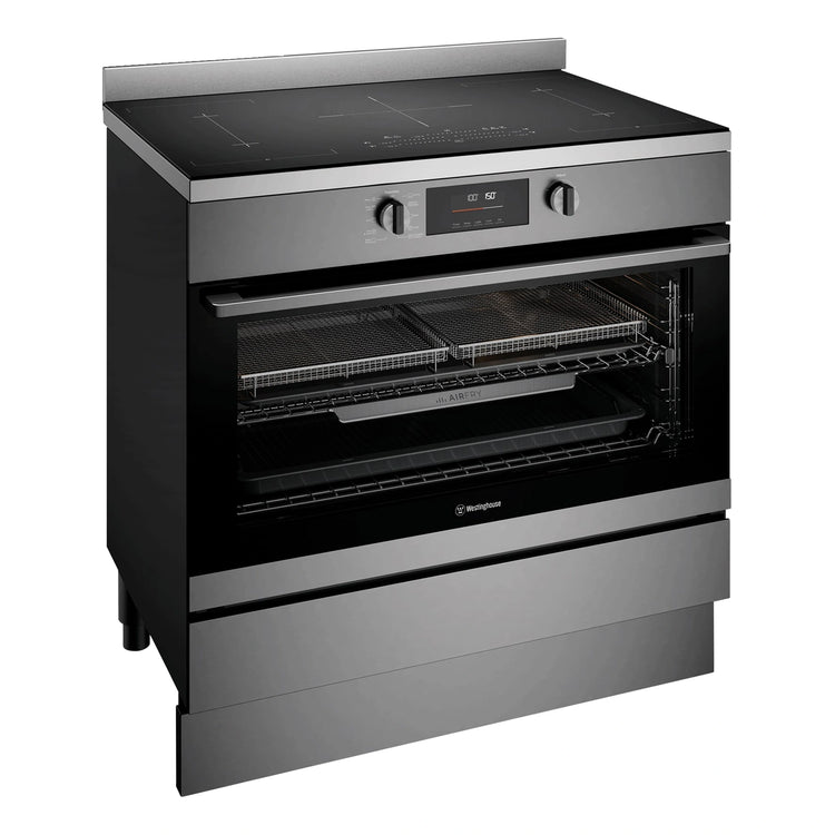 Westinghouse 90cm electric pyrolytic freestanding oven with Air Fry, dark stainless steel WFEP9757DD, Left Side View