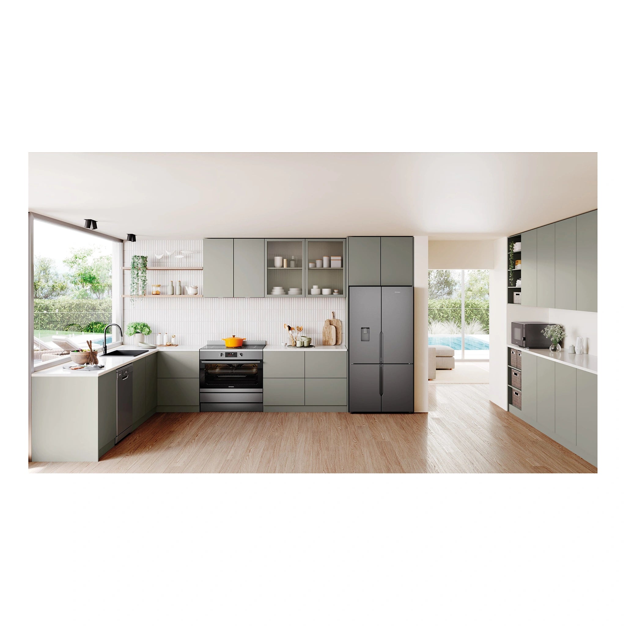 Westinghouse 90cm electric pyrolytic freestanding oven with Air Fry, dark stainless steel WFEP9757DD, Lifestyle View 2