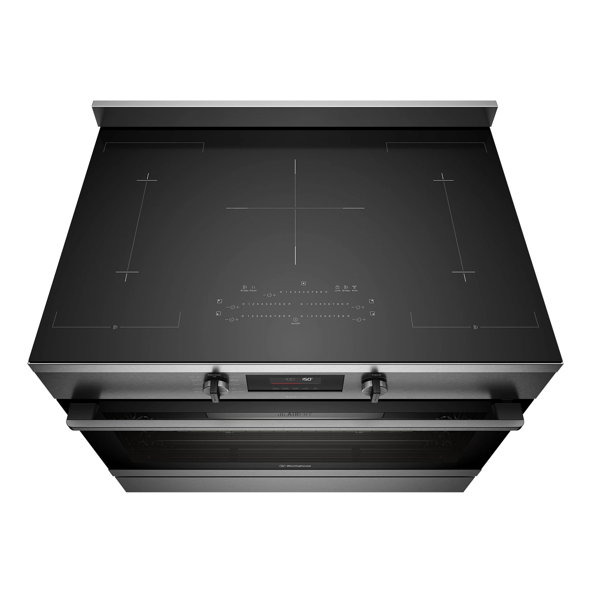 Westinghouse 90cm electric pyrolytic freestanding oven with Air Fry, dark stainless steel WFEP9757DD, Top View