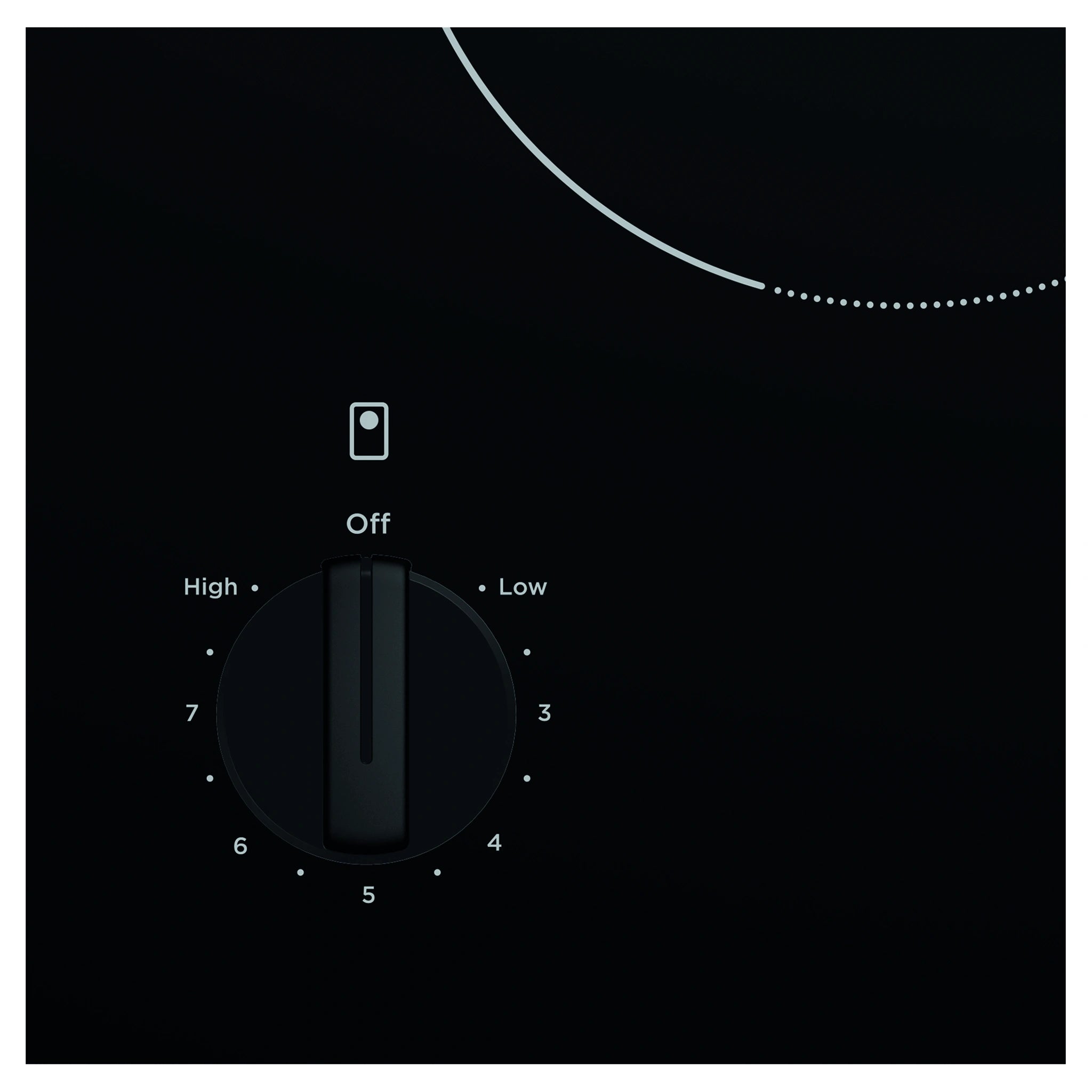 Westinghouse 30cm 2-Zone Ceramic Cooktop WHC322BC, Knob Close-Up View