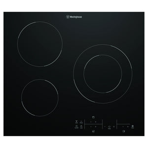 Westinghouse 60cm 3 Zone Ceramic Cooktop with MaxiZone WHC633BE, Front View