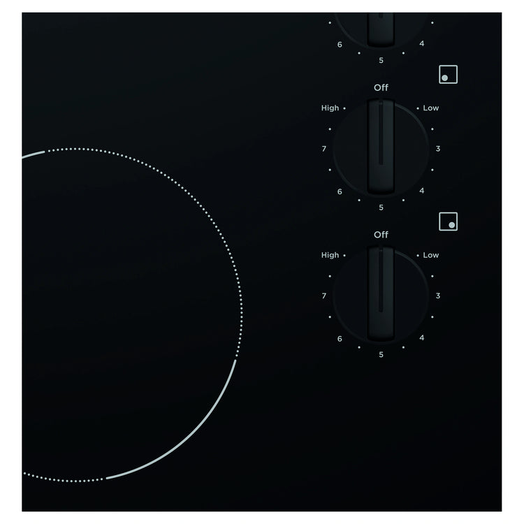 Westinghouse 60cm 4 Zone Easy Clean Ceramic Cooktop WHC642BC, Control Close-Up View