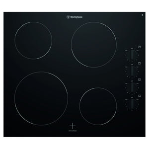 Westinghouse 60cm 4 Zone Easy Clean Ceramic Cooktop WHC642BC, Front View