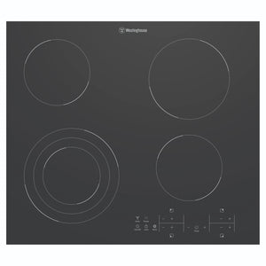 Westinghouse 60cm 4 Zone Ceramic Cooktop – 3 Variable Zone WHC643BE, Front View