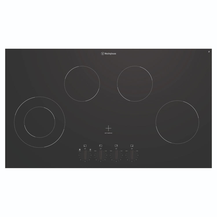 Westinghouse 90cm 4-zone ceramic cooktop WHC942BC, Front View
