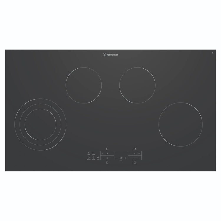 Westinghouse 90cm 4-Zone Ceramic Cooktop WHC943BD, Front View