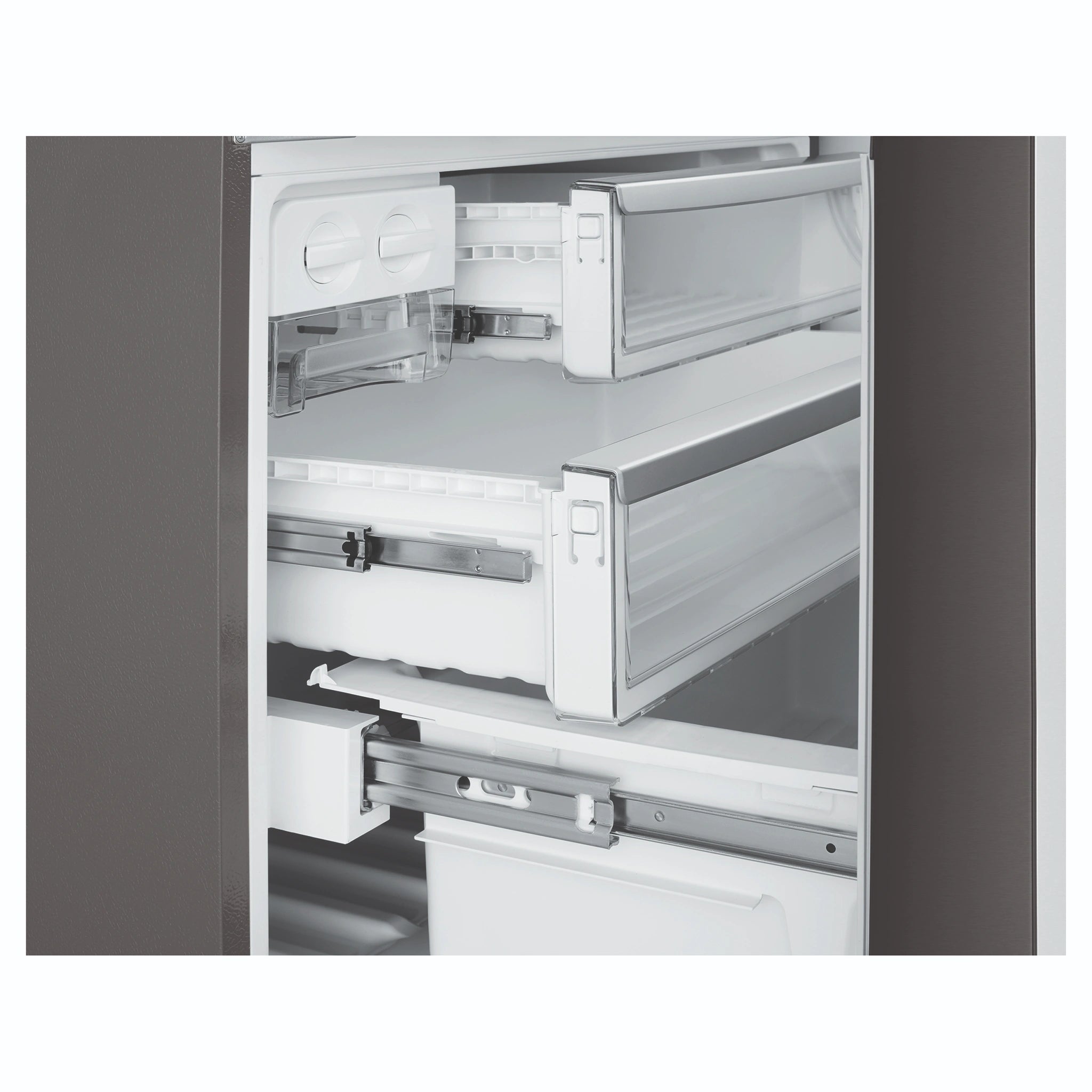 Westinghouse 491L French Door Fridge - Stainless Steel WHE5204SC, Inside Drawers Open View