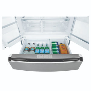 Westinghouse 609L French Door Fridge - Dark Stainless Steel WHE6170BB, Drawer Open View With Storages 2
