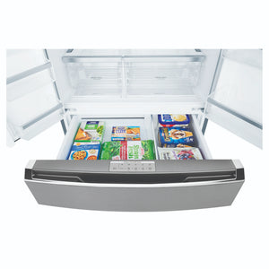 Westinghouse 609L French Door Fridge - Dark Stainless Steel WHE6170BB, Drawer Open View With Storages 3