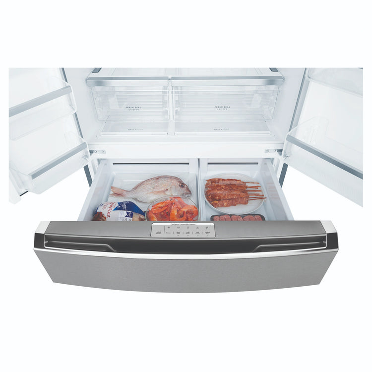 Westinghouse 609L French Door Fridge - Dark Stainless Steel WHE6170BB, Drawer Open View With Storages 4