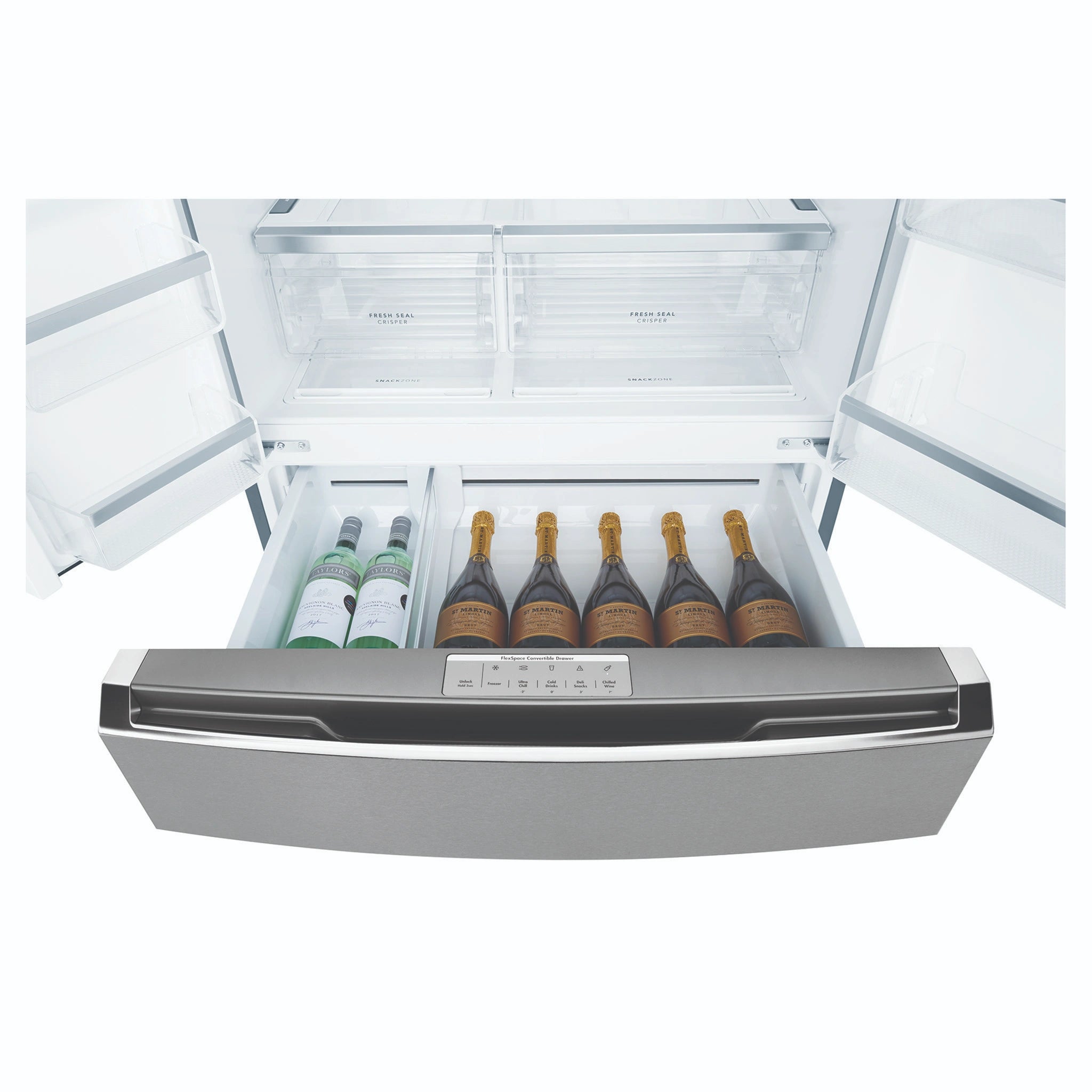 Westinghouse 609L French Door Fridge - Dark Stainless Steel WHE6170BB, Drawer Open View With Storages 5