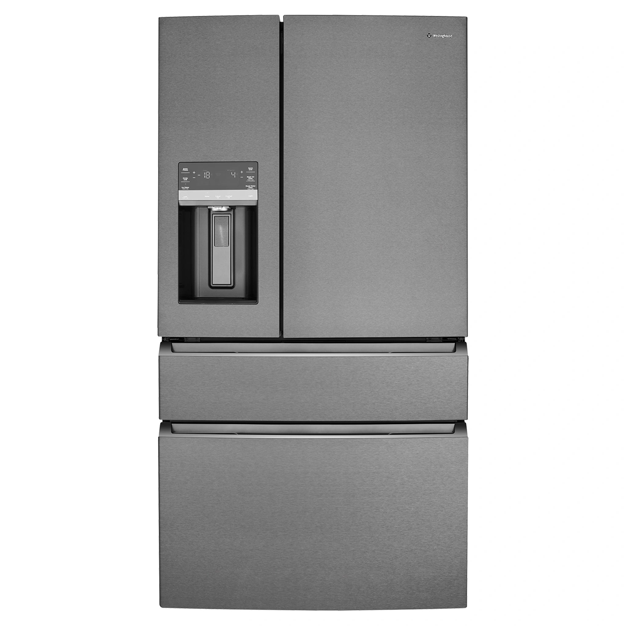 Westinghouse 609L French Door Fridge - Dark Stainless Steel WHE6170BB, Front View