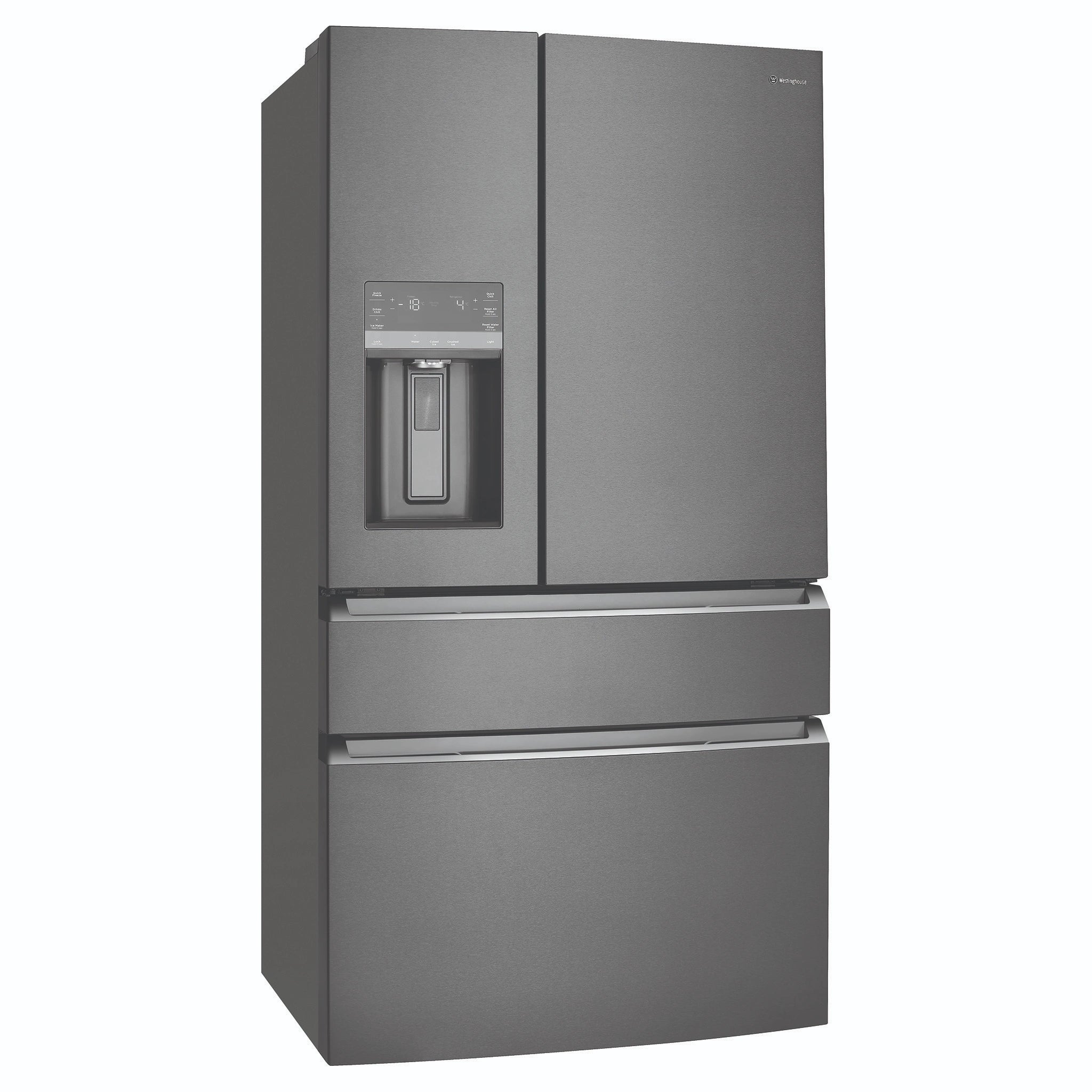 Westinghouse 609L French Door Fridge - Dark Stainless Steel WHE6170BB, Right Side View