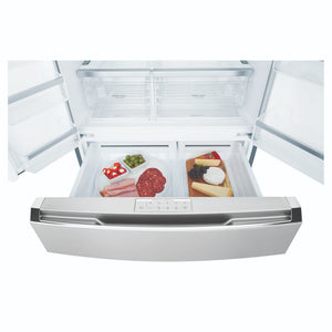 Westinghouse 609L French Door Fridge - Stainless Steel WHE6170SB, Drawer Open View With Storages 2