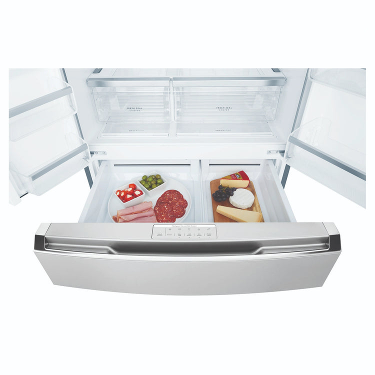 Westinghouse 609L French Door Fridge - Stainless Steel WHE6170SB, Drawer Open View With Storages 2