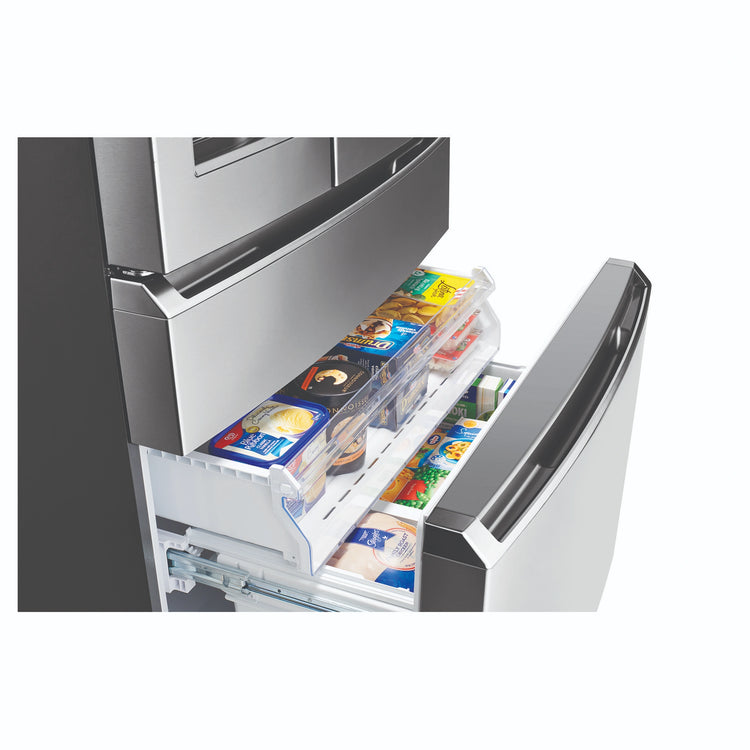 Westinghouse 609L French Door Fridge - Stainless Steel WHE6170SB, Right Side Drawer Open View With Storages